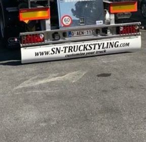 Mudflap sn truck styling white with black lettering