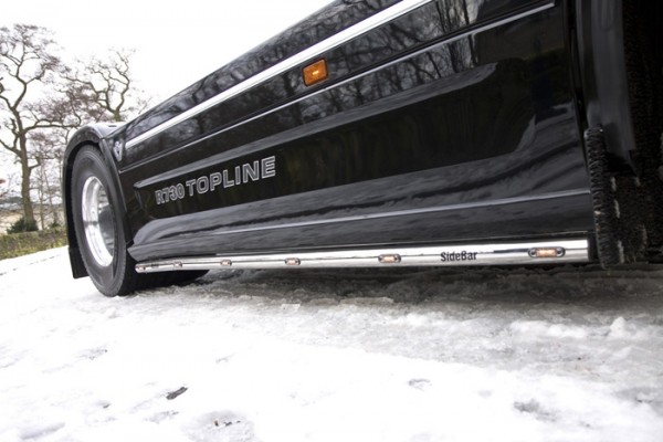 Aluminum Side Bars Scania R2 wb.3,70m with low side skirts (outlet for the left side)