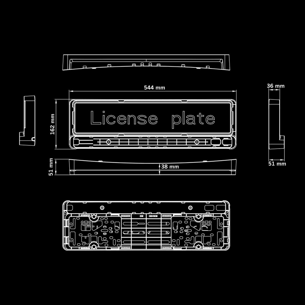 License Plate Holder for mounting Nuuk D-Line 20"