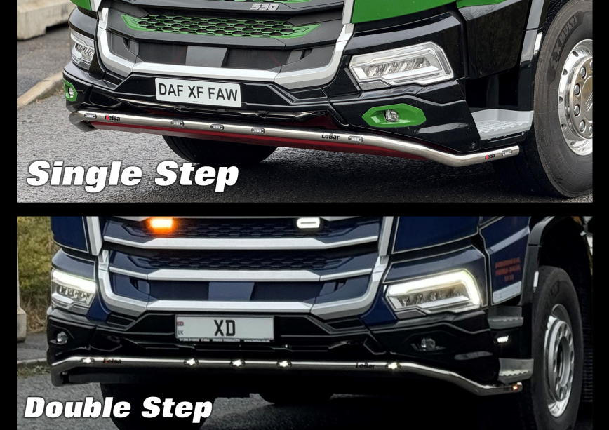 St. Steel LoBar for DAF NewGen XF,XD Construction bumper 5 White and 2 Amber led
