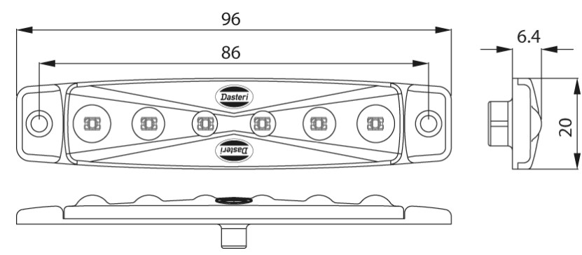 Dasteri marker light 6-LED 24V - Red 