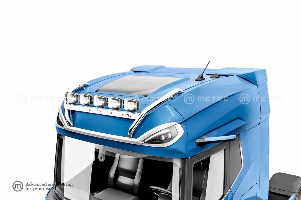 Stainless Steel Roof Light Bar "CROSSBAR" for DAF NGD XG+ | 3 White + 2 Amber LEDs