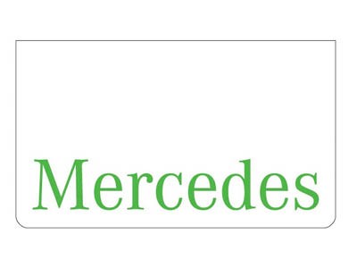 Spatlap voor Mercedes | Wit met Groene Opdruk | 600X350mm