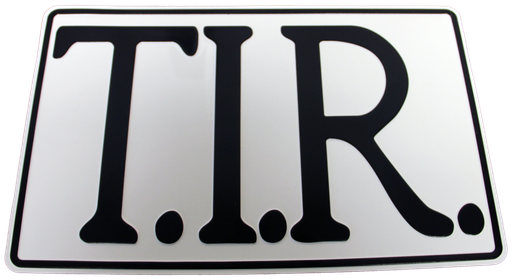 [501107] T.I.R. Bord 40x25cm - Wit met zwarte opdruk