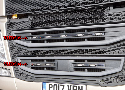 [82VLEDS14/W] St.Steel LedBar 4 white LED's - Volvo FH4/FM EURO 6 big sensor 28cm