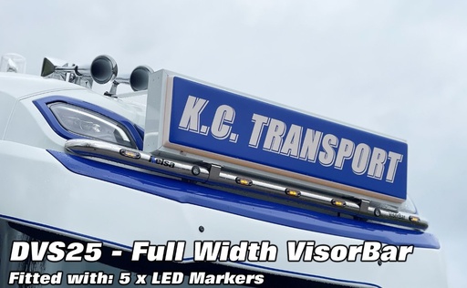 [82DVS25/A] Stainless Steel VisorBar for NGD DAF XF, XD & XG | 5 Amber LEDs