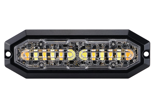 [5850135HP-A] Flitser 12 LED, 12-24V Wit/Oranje gelijktijdig 132x45x10mm