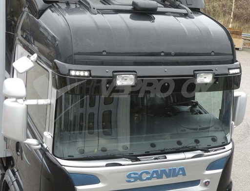 [75147872] Plexi voor XL ZONNEKLEP Scania 4 / R (-2013) NORMAL/HIGHLINE met Lampgaten voor 2 markeerlichten & 2 Verstralers