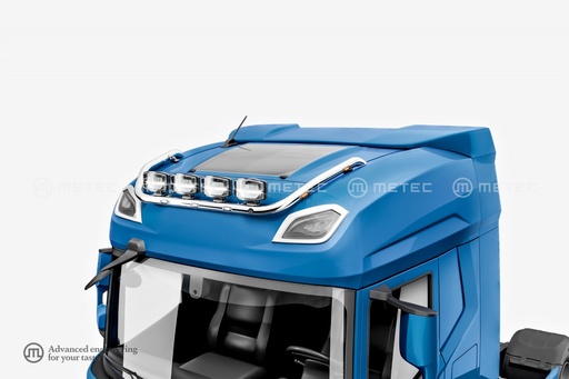 [82850341] St. Steel roofbar "TOP" for DAF NGD XF/XG | 3 White + 4 Amber LEDs