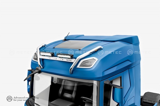 [82850343] St. Steel roofbar "CROSSBAR" for DAF NGD XF/XG | 3 White + 2 Amber LEDs