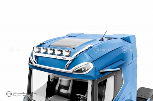 [82850360] St. Steel roofbar "CROSSBAR" for DAF NGD XG+ | 3 White + 2 Amber LEDs
