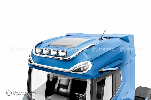 [82850363] St. Steel roofbar "TOP" for DAF NGD XG+ | 3 White + 4 Amber LEDs