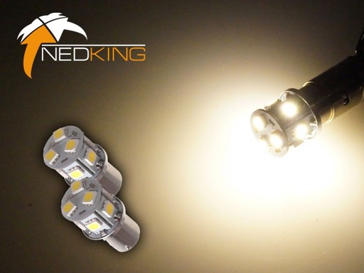 [4635015WW] BA15s Lampen met 9 SMD LEDs Warm Wit | Set van 2 stuks