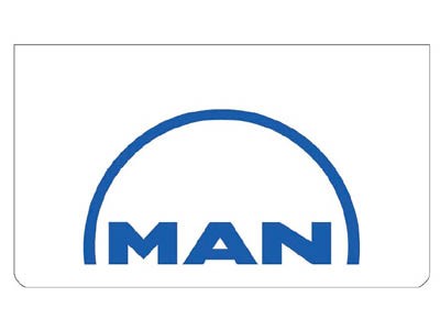 [46500505] Mudflap for MAN | White with Blue Print | 60x35cm