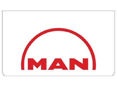 [46500506] Mudflap for MAN | White with Red Print | 60x35cm