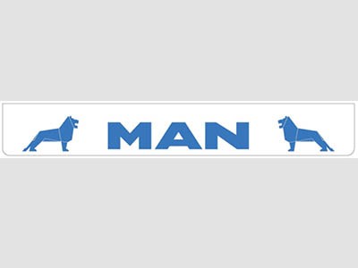 [46500905] Mudflap Rear Bumper for MAN | White with Blue Print | 238x35cm